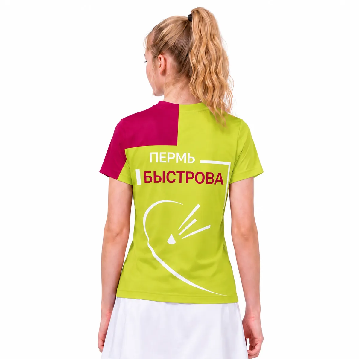 Three Rackets Футболка женская Лаймовый для бадминтона