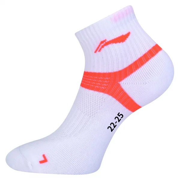 Li-Ning Носки женские средние 22-25 см AWSS389-4 для бадминтона, белый с оранжевым узором
