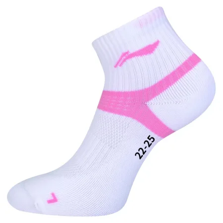 Li-Ning Носки женские средние 22-25 см AWSS389-5 для бадминтона, белый с розовым узором