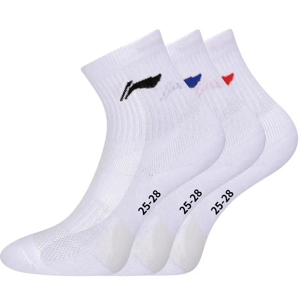 Li-Ning (3 пары) Носки мужские средние 25-28 см AWTS003-2 для бадминтона, белый