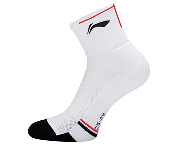 Li-Ning Носки мужские средние 25-28 см AWSV159-1 для бадминтона, белый с черным узором