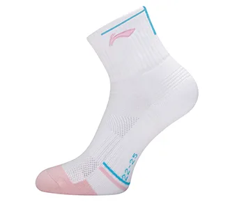 Li-Ning Носки женские средние 22-25 см AWSV160-1 для бадминтона, белый с розовым узором