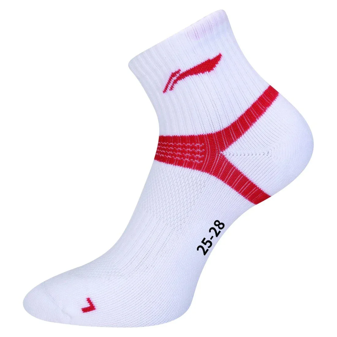 Li-Ning Носки мужские средние 25-28 см AWSS387-1 для бадминтона, белый с красным узором