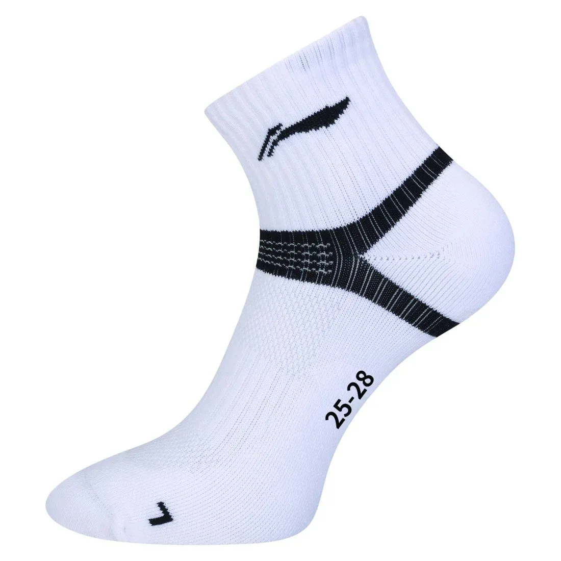 Li-Ning Носки мужские средние 25-28 см AWSS387-6 для бадминтона, белый с черным узором