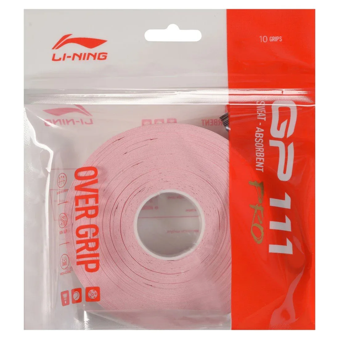 Li-Ning GP111 PRO Обмотка розовая (10 штук в упаковке) для бадминтона