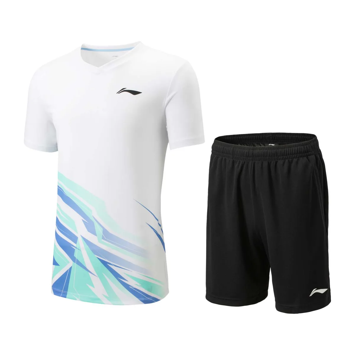 Li-Ning AATV013-2 Комплект мужской шорты с футболкой, белый черный