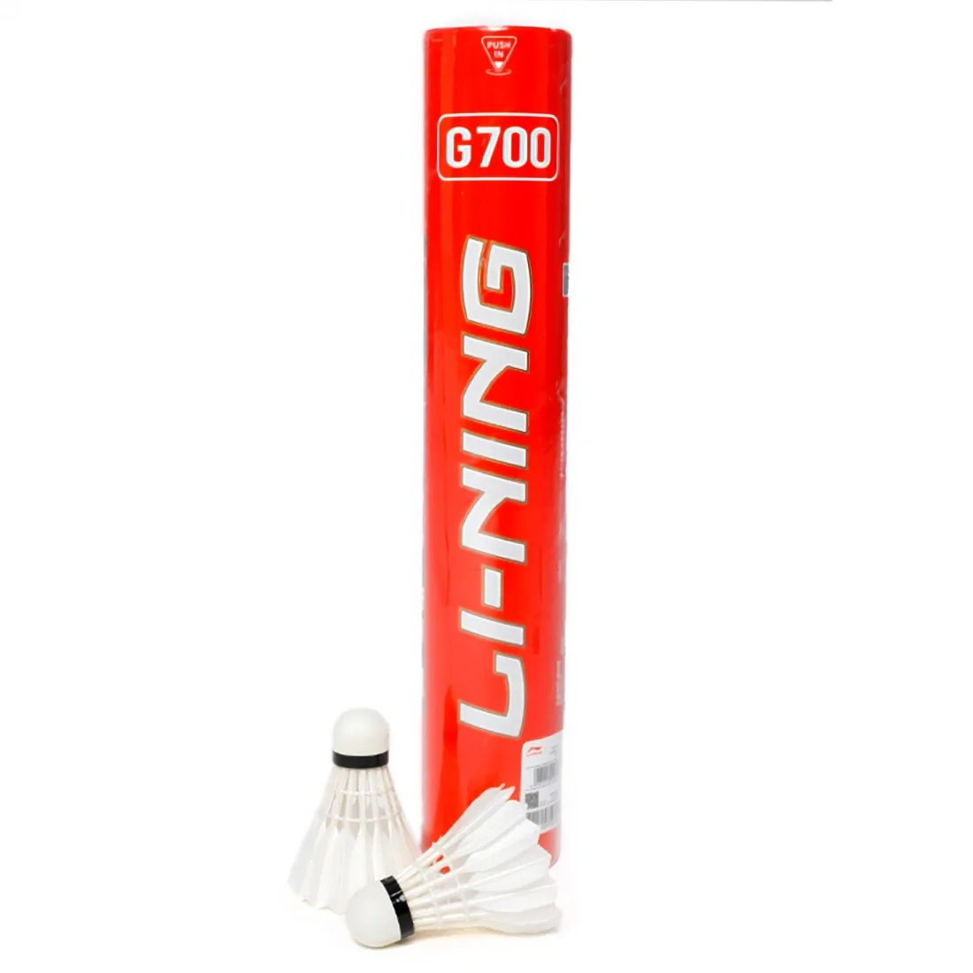 Li-Ning Воланы перьевые для бадминтона Li-Ning G700 Скорость 77 (в тубе 12 штук) для бадминтона, белый