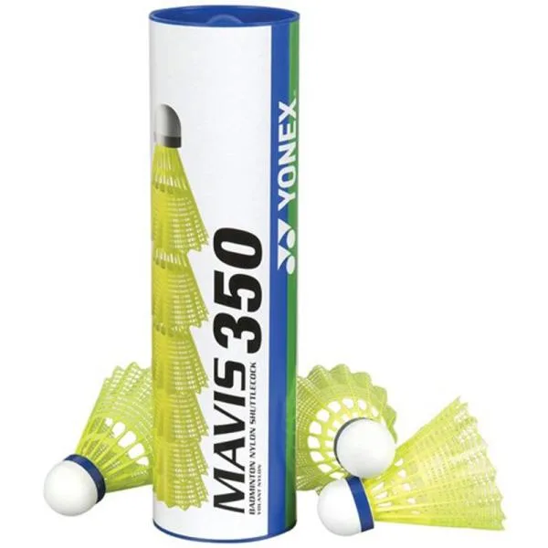 Воланы для бадминтона Yonex Mavis 350 Middle (в тубе 6 штук), желтые с синей полосой